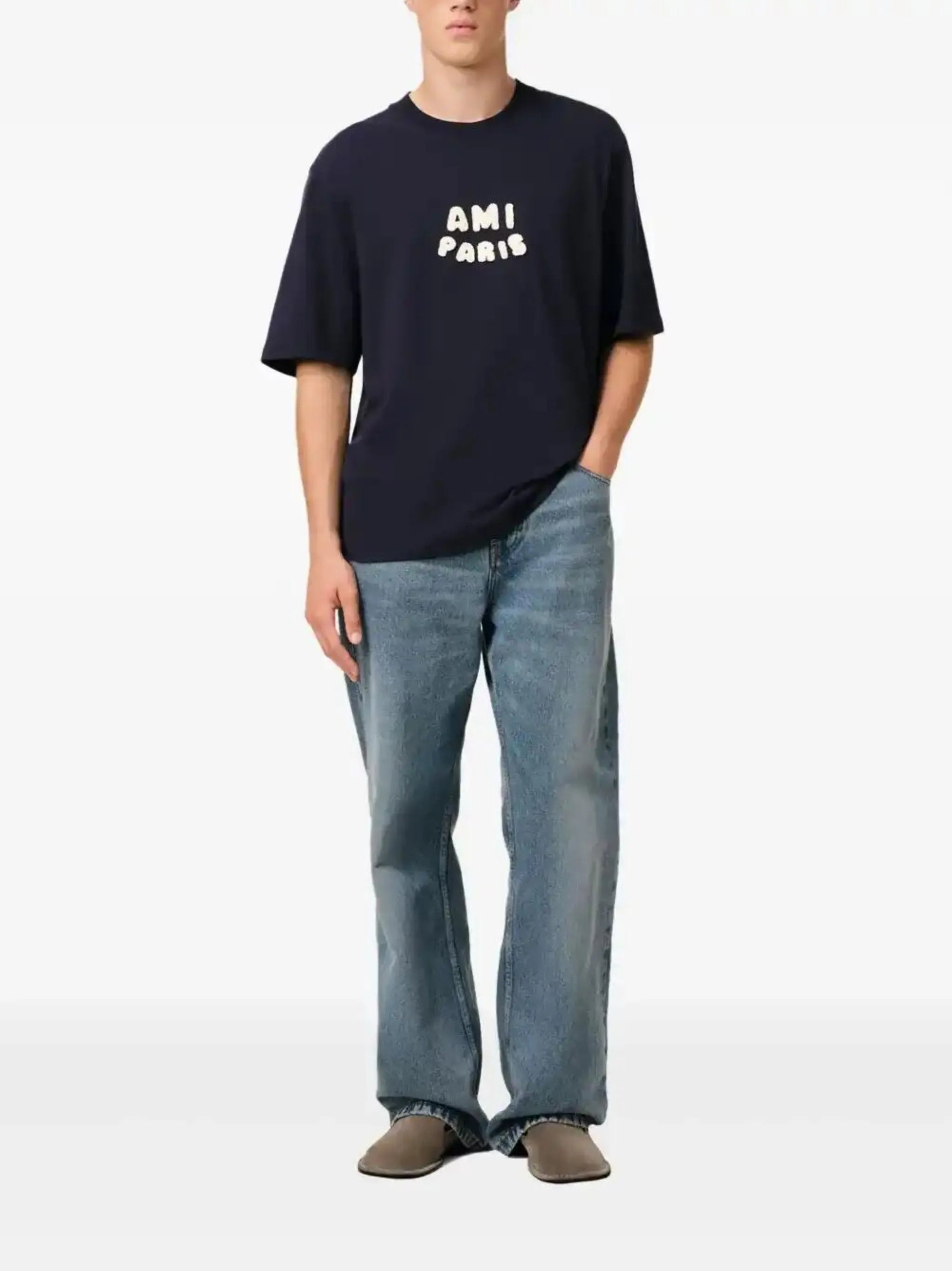 AMI Paris Text Logo T-Shirt - Boxy Fit